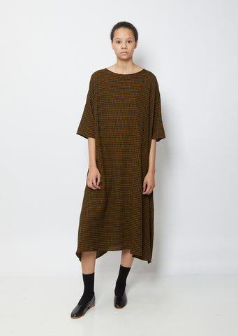 Wool Gingham Check Dress — Olive Black – La Garçonne