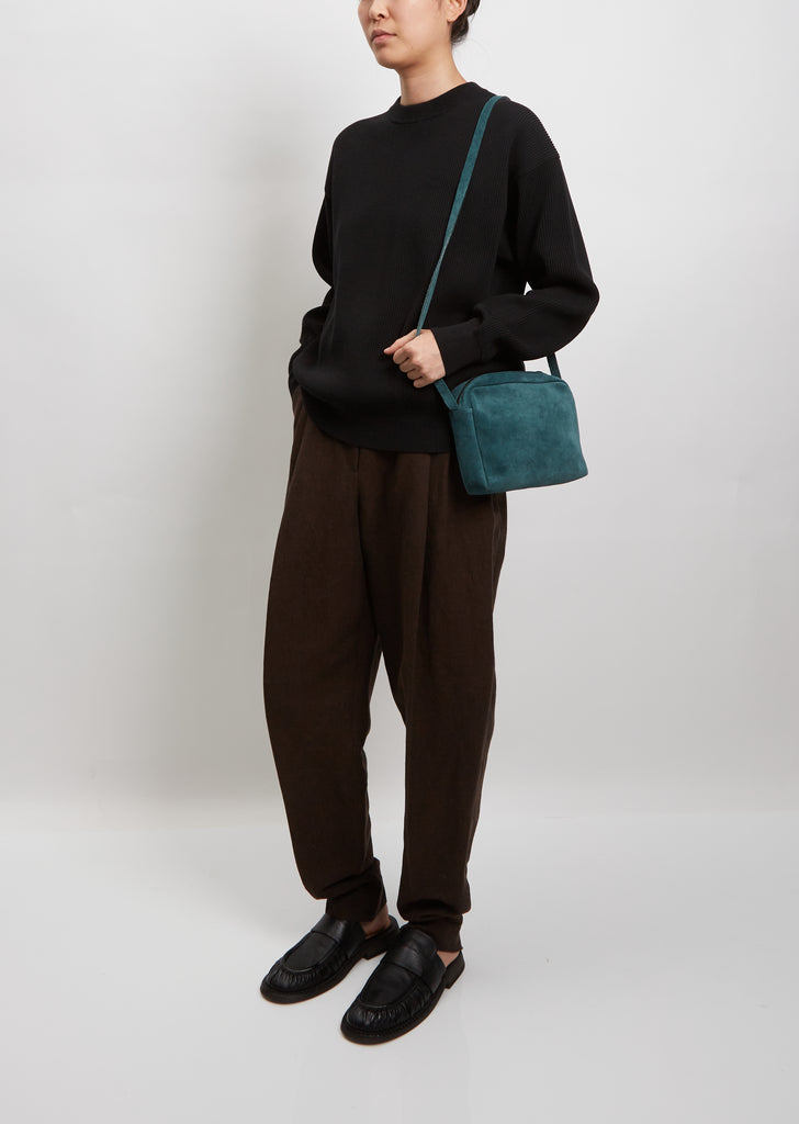 Ayako Suede Crossover Simple Bag — Deep Green