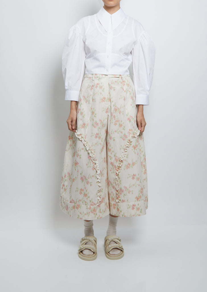 Sculpted Wide-Leg Trousers — Ivory