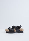 Track Sandal W/ Faux Fur — Black / Camel / Jet