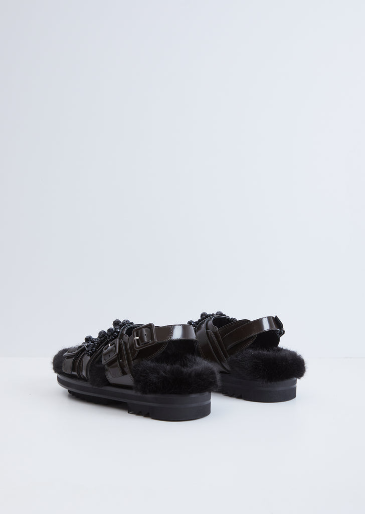 Track Sandal W/ Faux Fur — Chocolate / Black / Jet