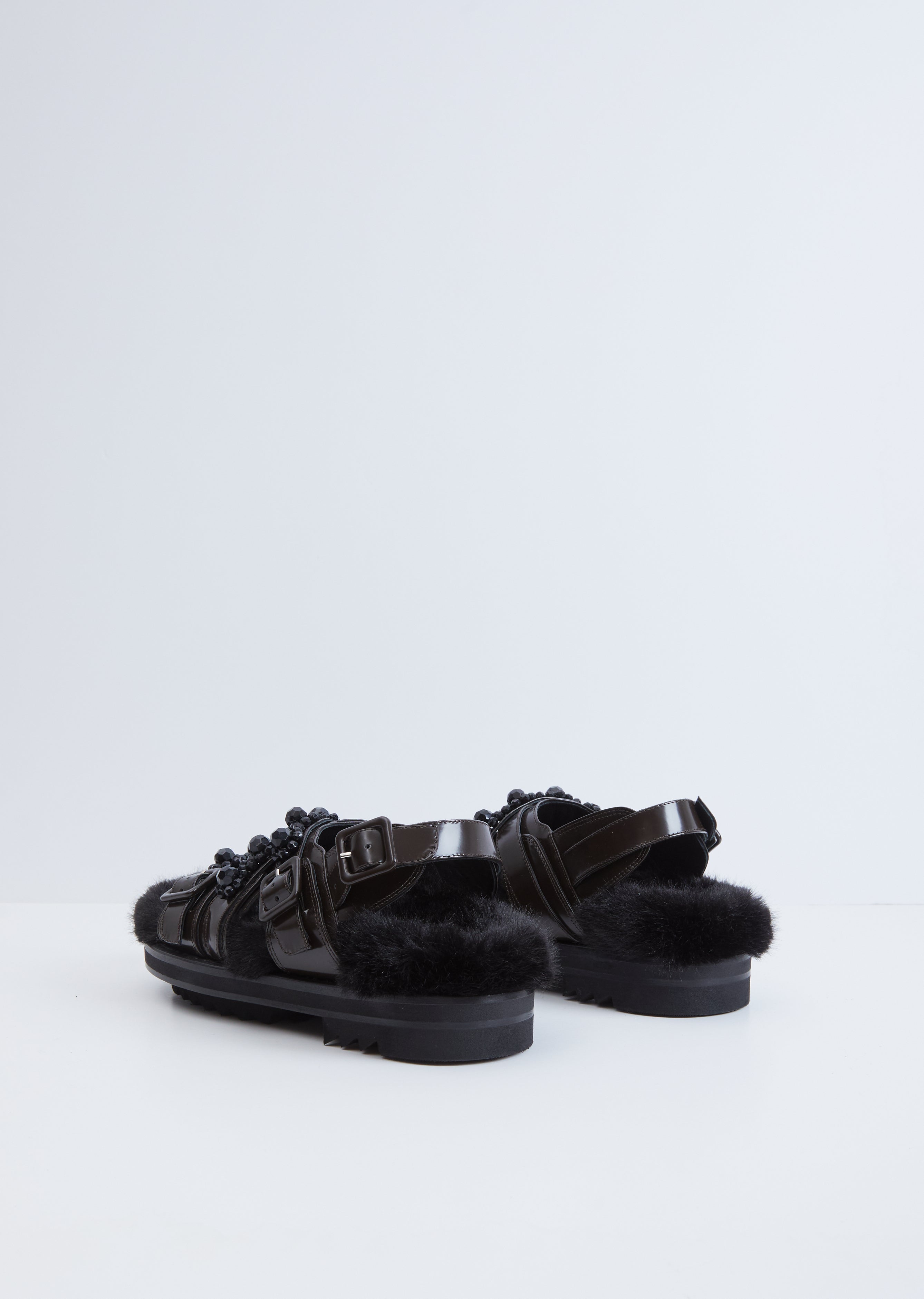 Track Sandal W/ Faux Fur — Chocolate Black Jet – La Garçonne