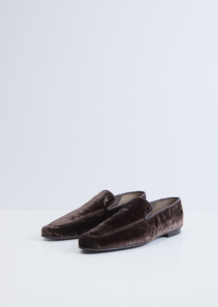 Edmeé Velvet Loafers — Brown