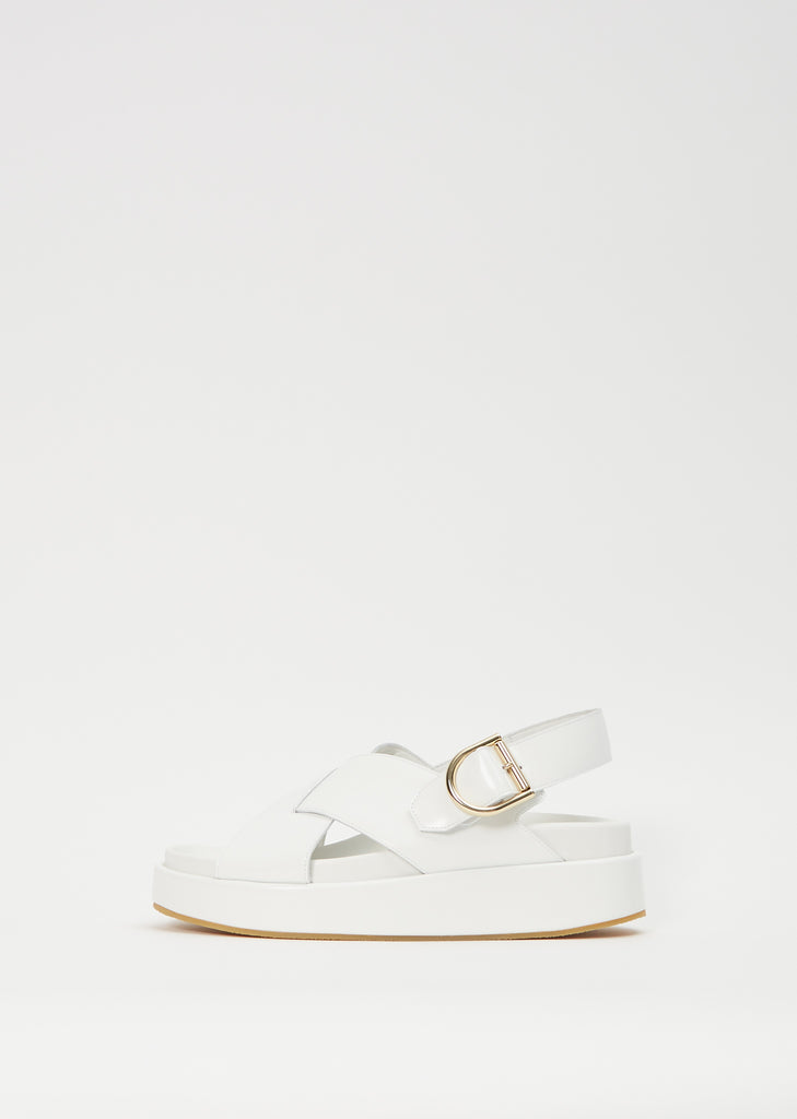 Platform Leather Sandal — White