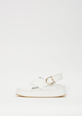Platform Leather Sandal — White