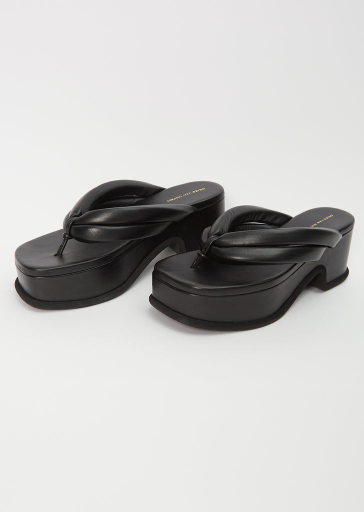 Platform Leather Flip Flop — Black
