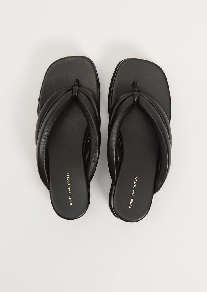 Platform Leather Flip Flop — Black