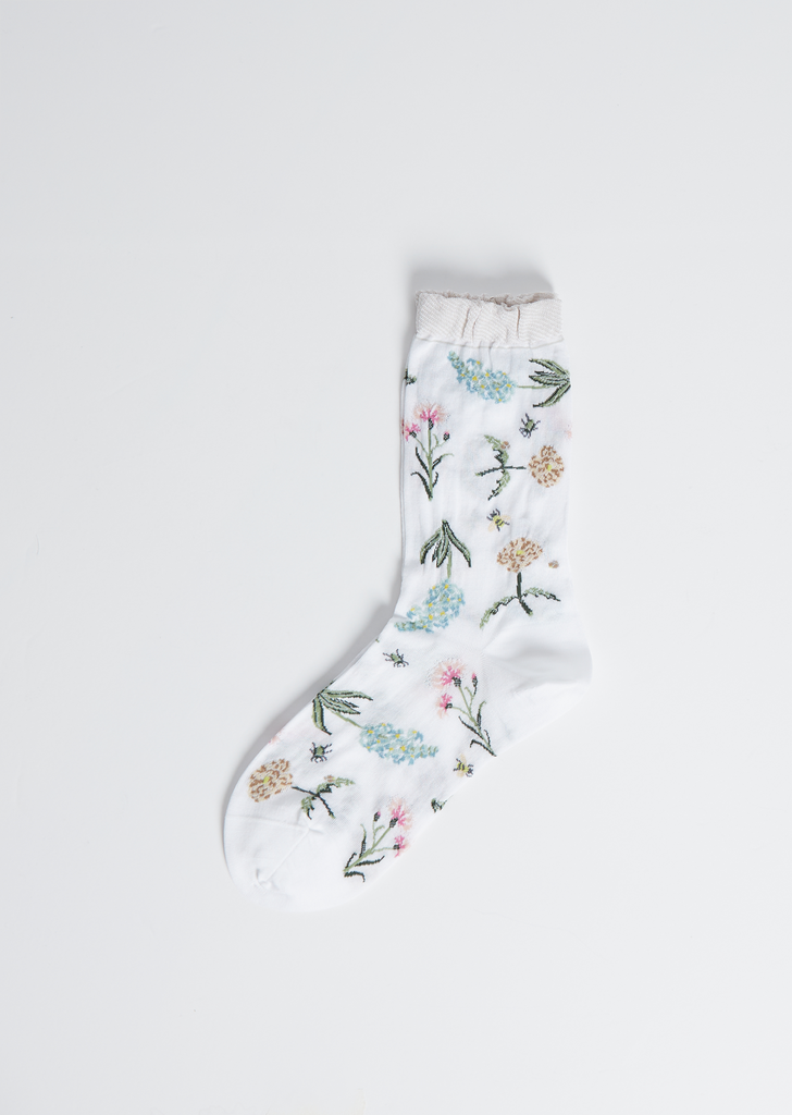 Wonderful Flower Socks — White