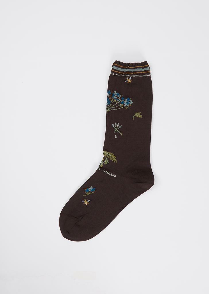 Botanical XII Socks — Dark Brown