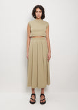 Dry Cotton Knit Pleated Skirt — Khaki Beige