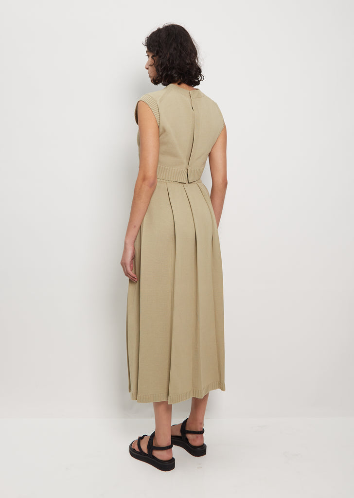Dry Cotton Knit Pleated Skirt — Khaki Beige