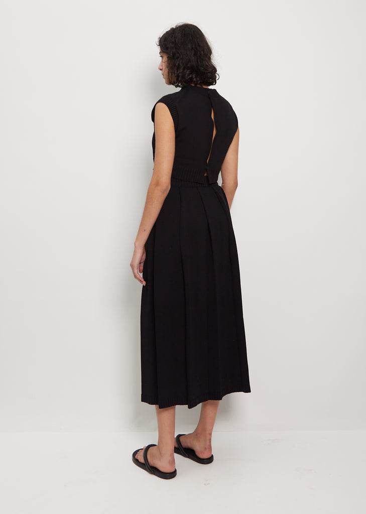Dry Cotton Knit Pleated Skirt — Black