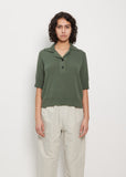 Cotton & Wool Wide Placket Polo Sweater