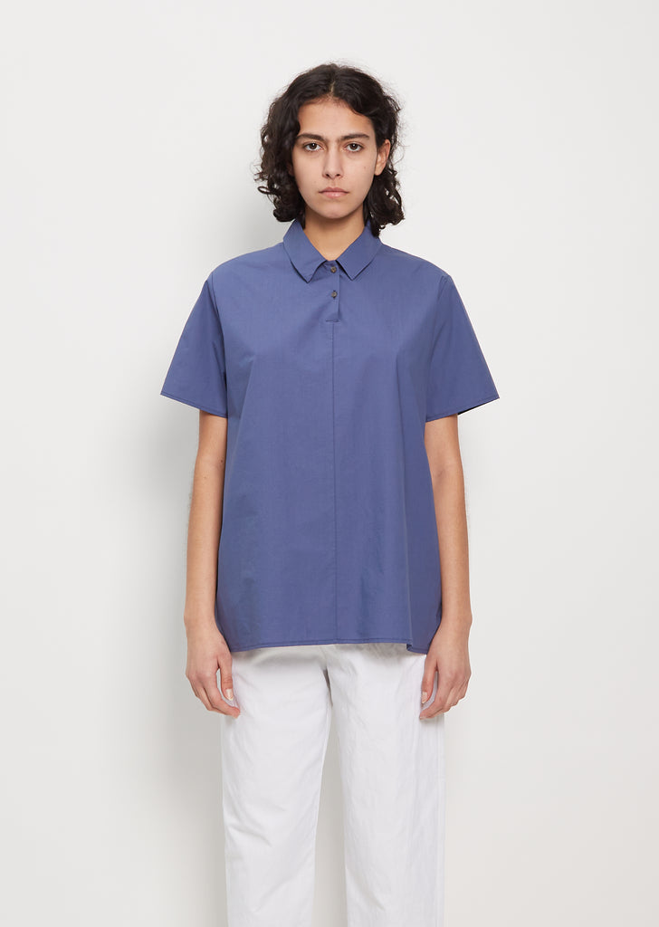 Mini Collar 2-Button Shirt — Sugar Blue