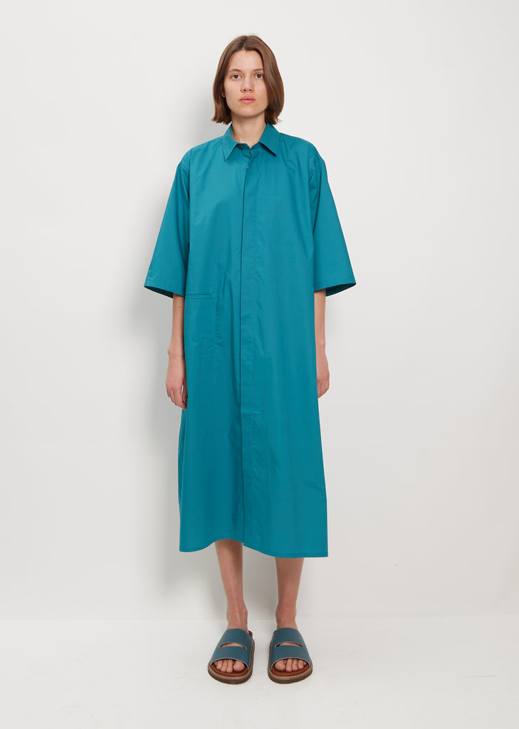 Dillion Cotton Shirt Dress — Topaz Green