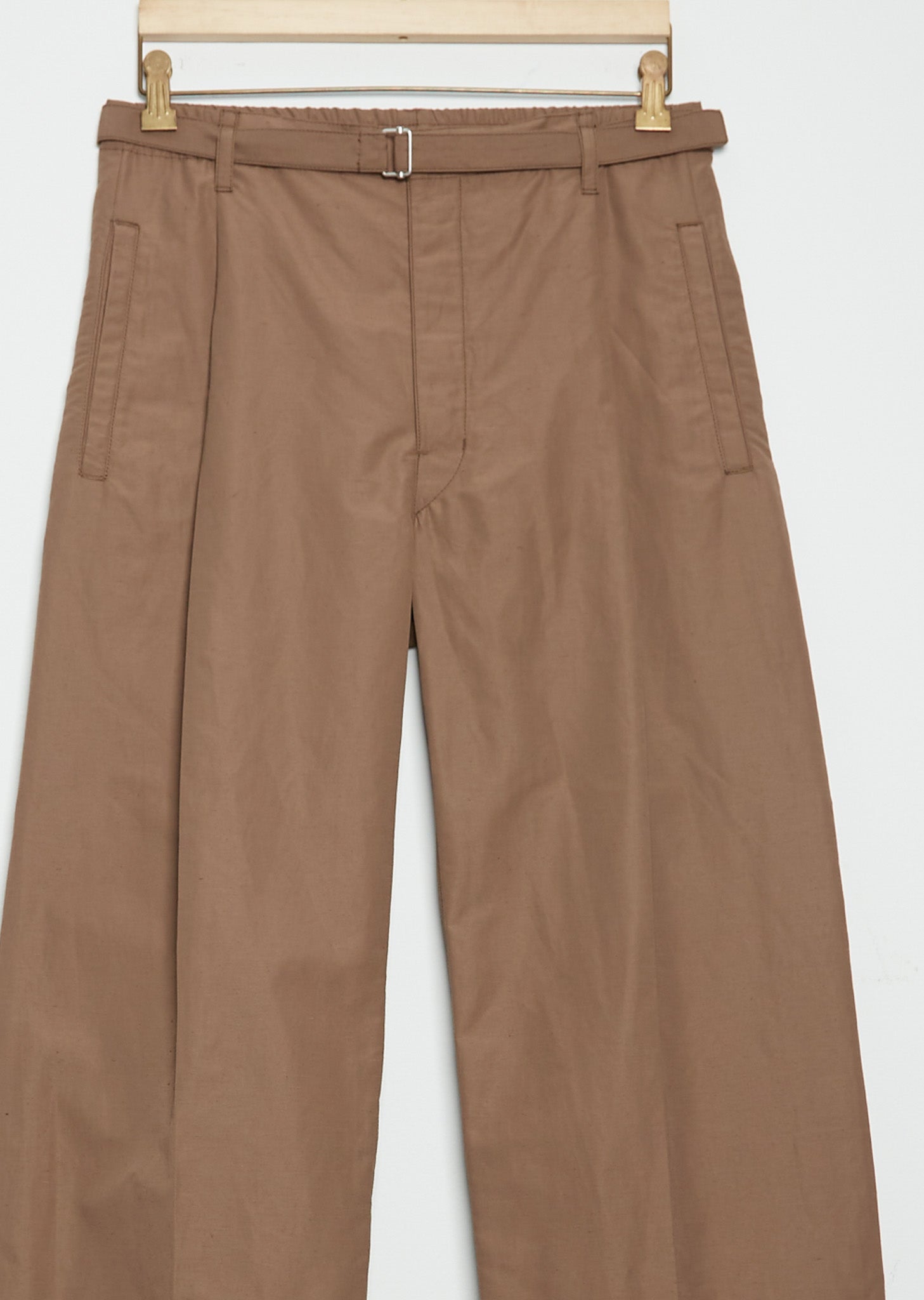 Men's Belted Easy High-Waisted Pants - 46 / BR409 Cub Brown