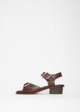 Square Heeled Sandals — Chocolate Fondant