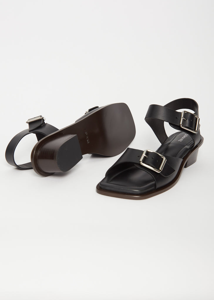 Square Heeled Sandals — Black