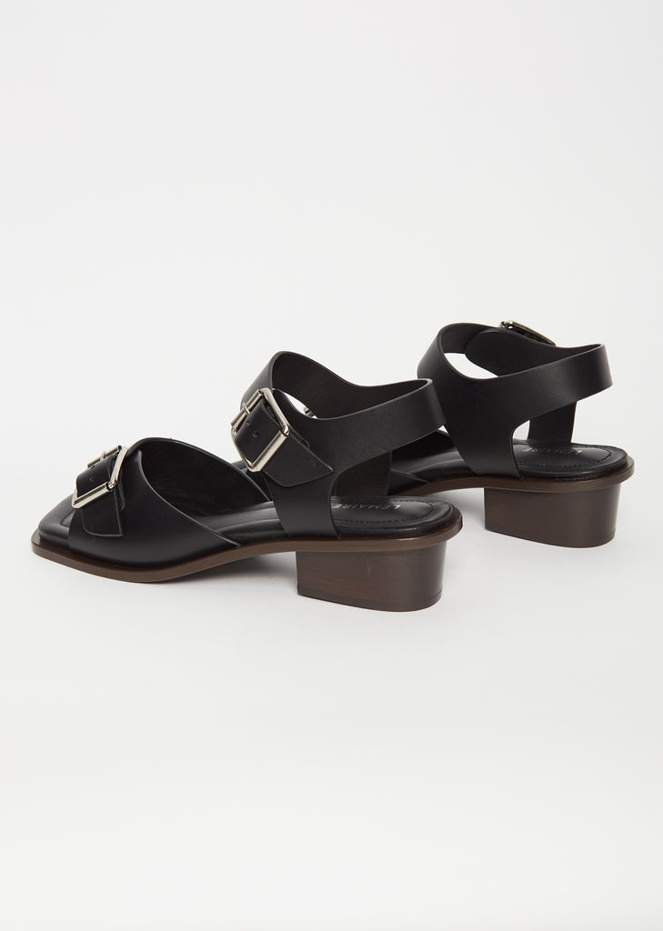 Square Heeled Sandals — Black