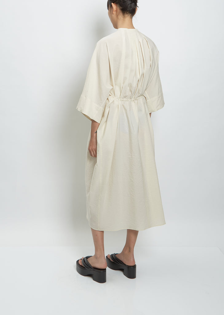 Pleated Shirt Dress — Ivory