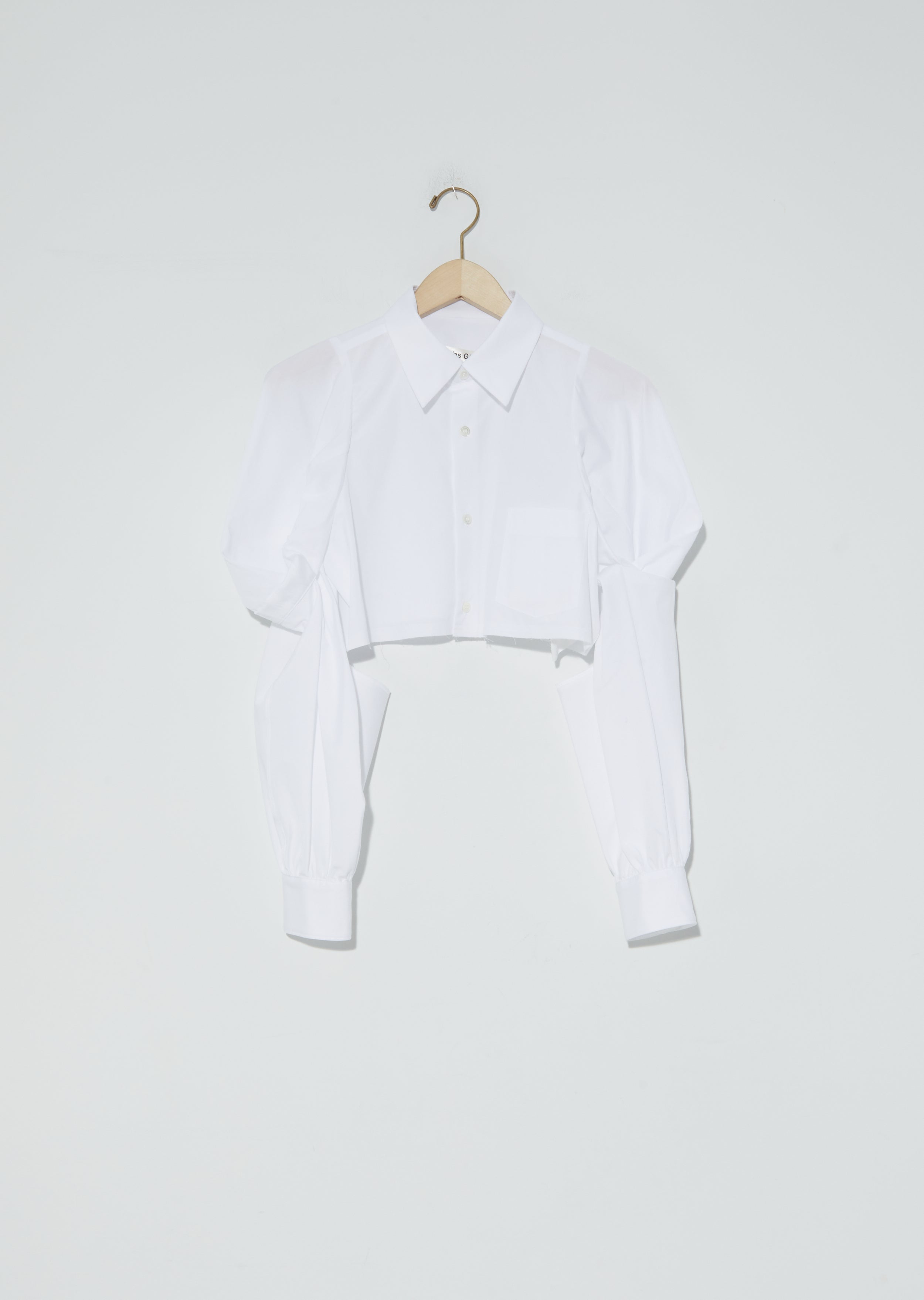 Draped Sleeve Cropped Shirt — White – La Garçonne