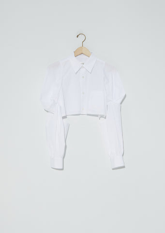 Draped Sleeve Cropped Shirt — White