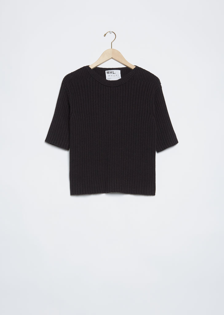 Ribbed Fisherman T-Shirt — Black
