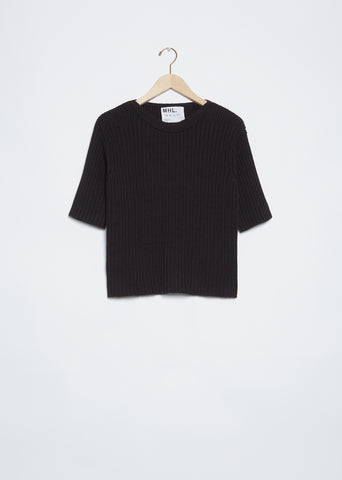 Ribbed Fisherman T-Shirt — Black
