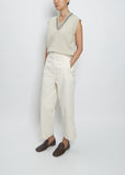 Cropped Ankle Vent Trouser — Natural