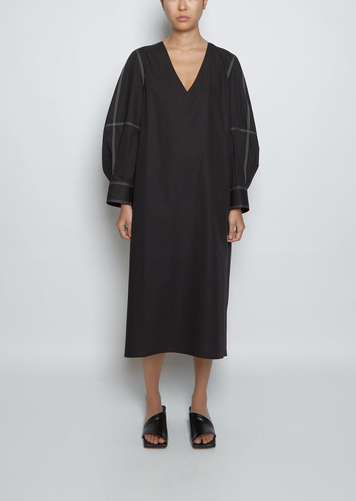 Engineered Sleeve Dress — Black