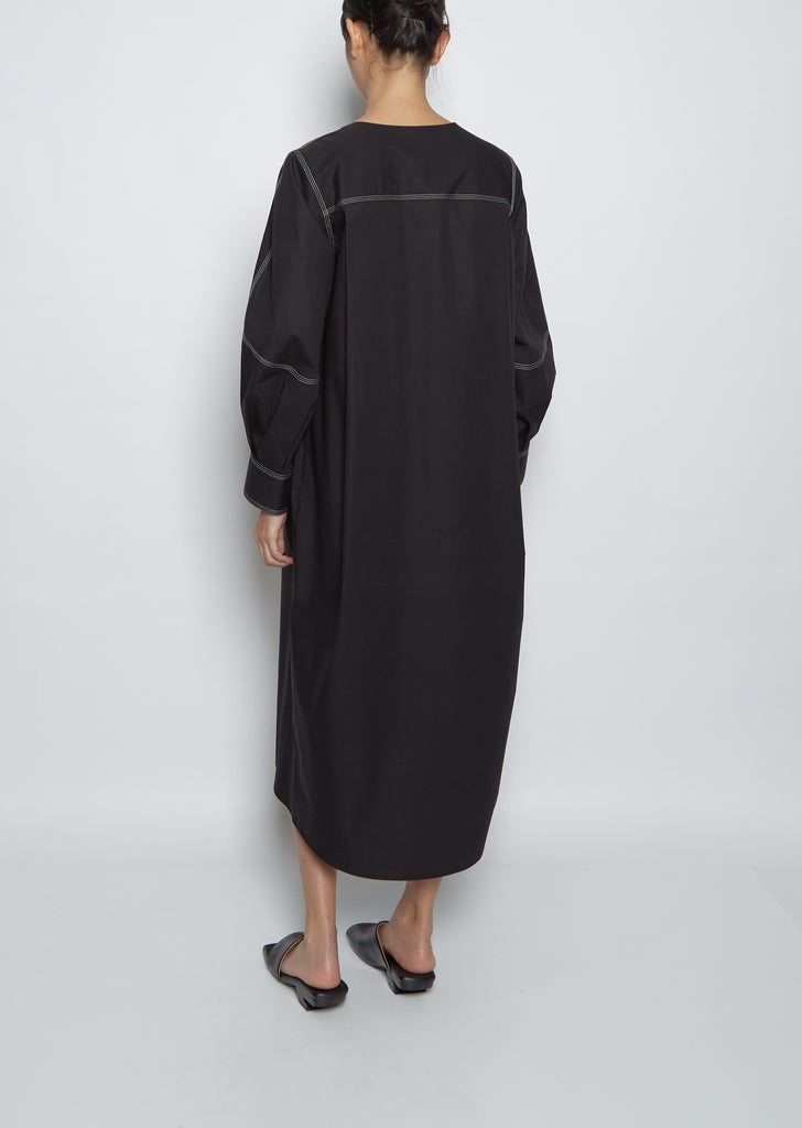 Engineered Sleeve Dress — Black