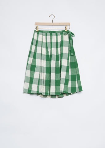 Wrap Pleated Skirt — Milk Green