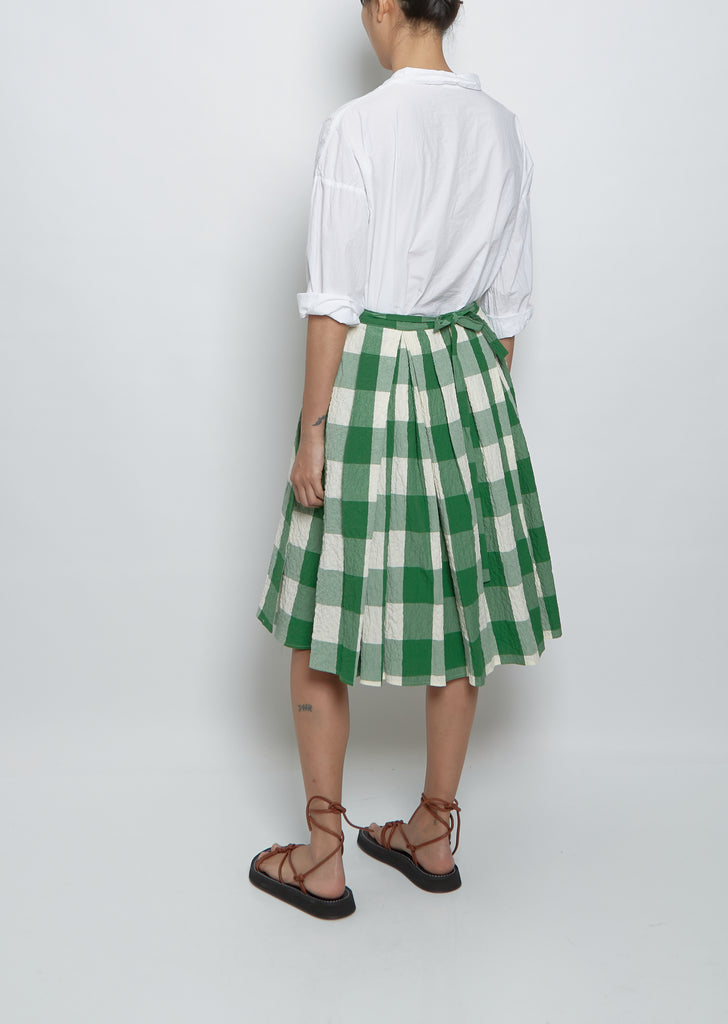 Wrap Pleated Skirt — Milk Green