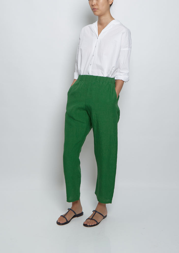 Linen Pullon Trouser — Green