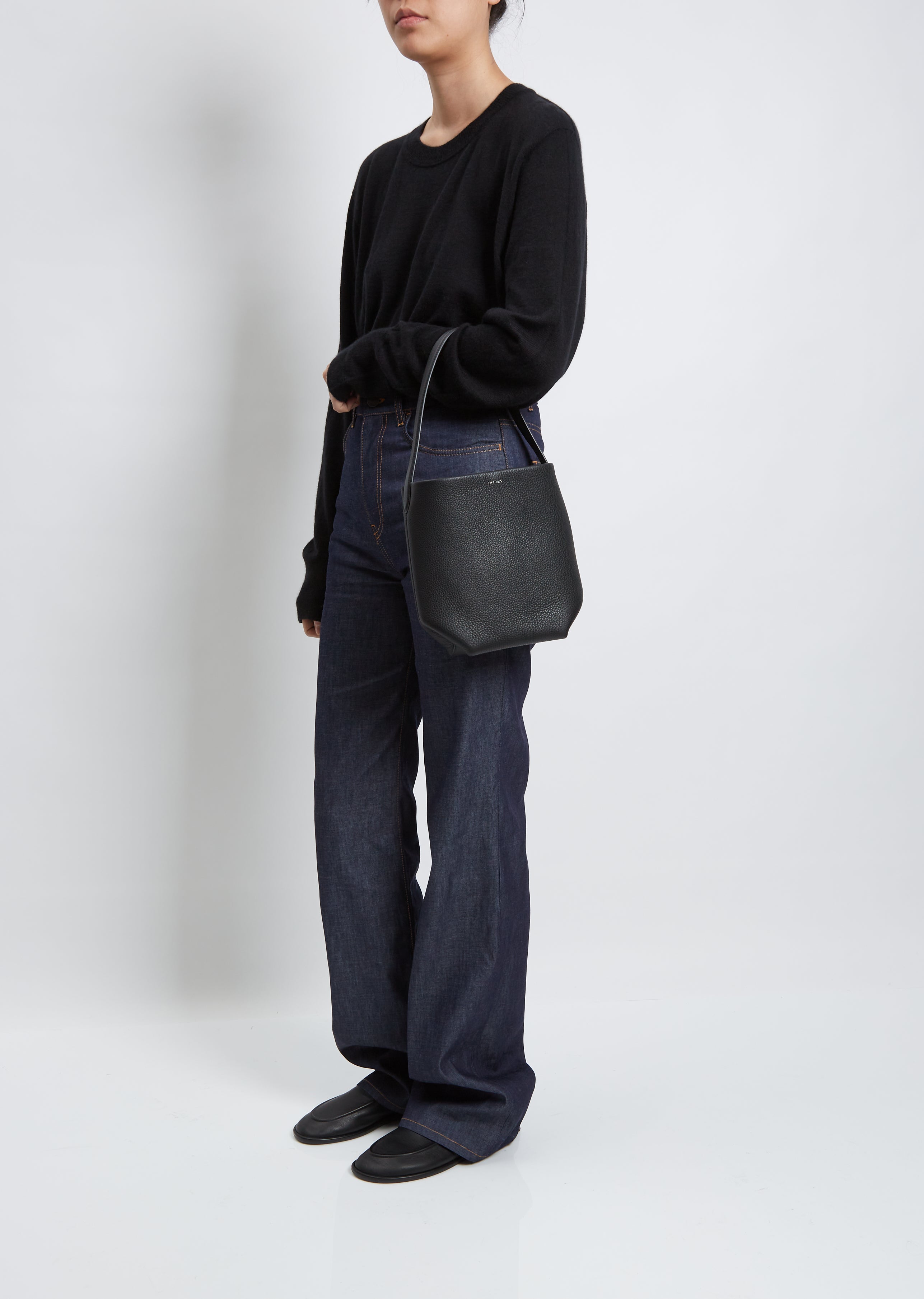 Park Small Leather Tote Bag in Black - The Row