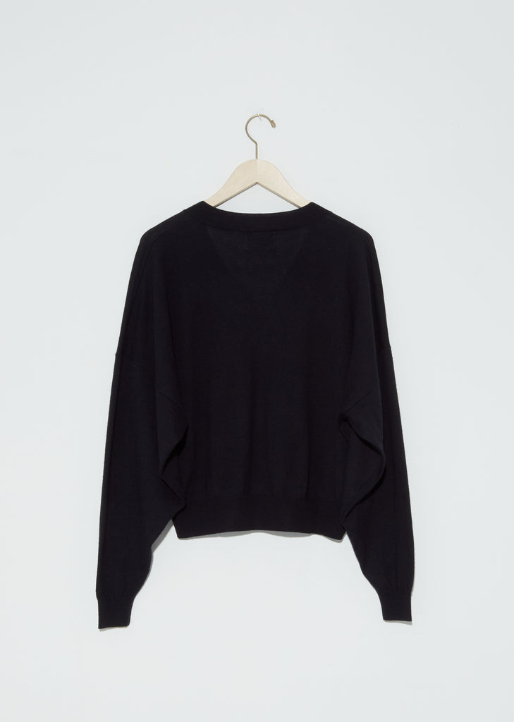 Hakueru Wool & Cashmere V Neck Sweater — Black