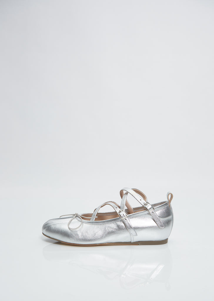 Criss-Cross Ballerina Pump — Silver