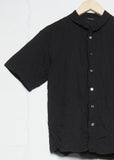 Wrinkle Button Up Blouse — Black