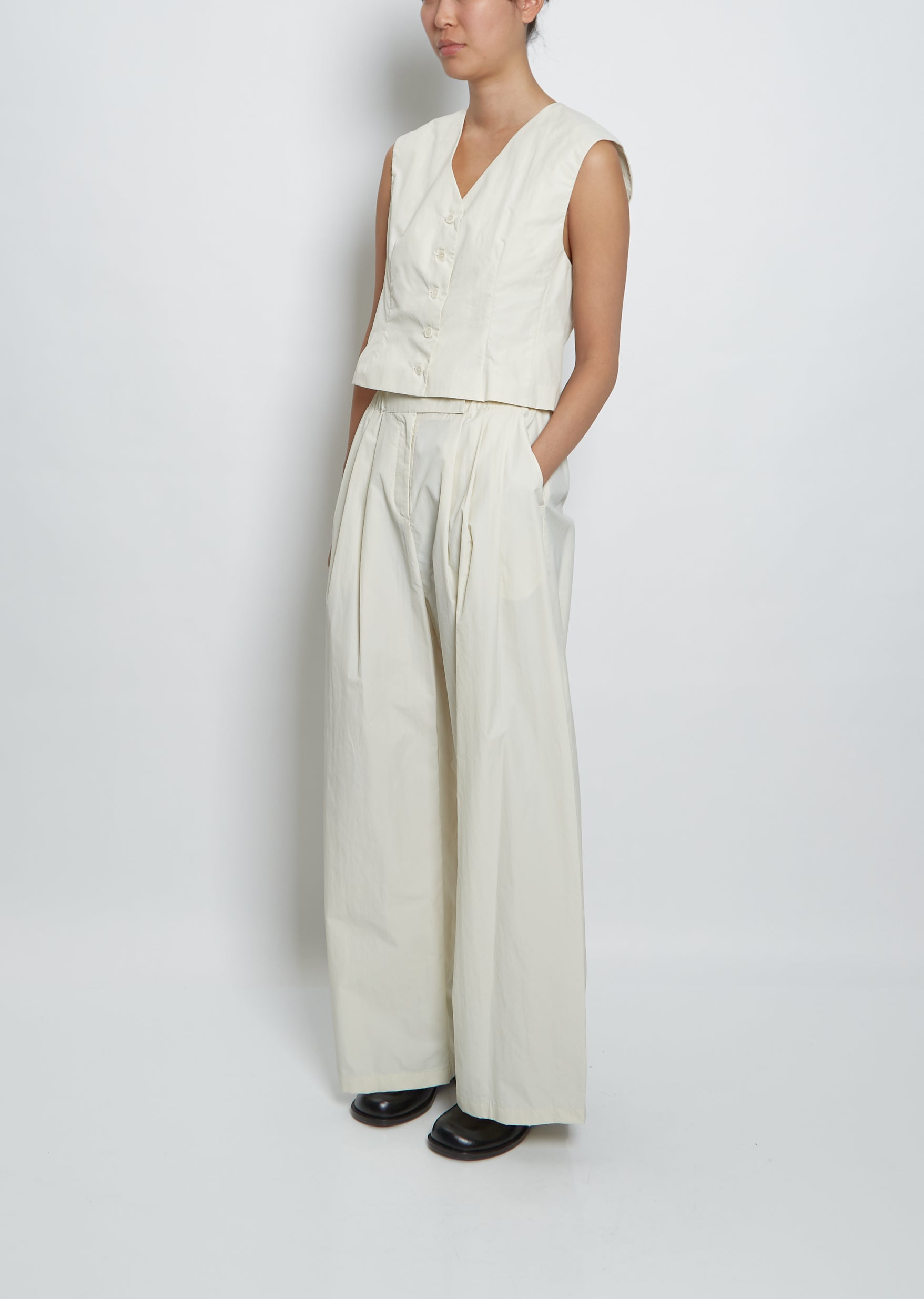 Nomat Front Tuck Wide Pants Ivory Gray-