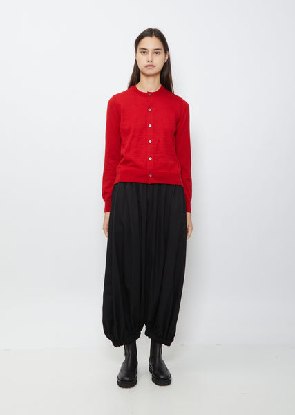 Round Neck Cardigan — Red – La Garçonne