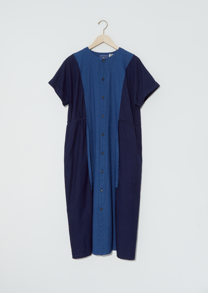 Indigo Yarn Dyed Gauze Wide Dress