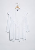 Long Pointed Collar Shirt Dress — White