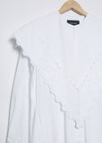 Long Pointed Collar Shirt Dress — White
