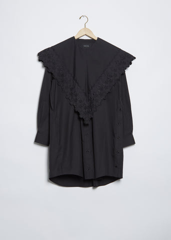 Long Pointed Collar Shirt Dress — Black – La Garçonne