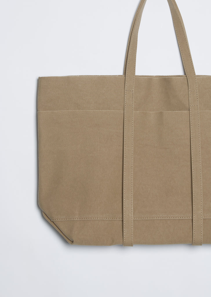 Washed Canvas 6-Pocket Tote M — Taupe