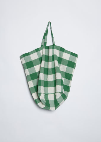 Cotton Big Check Bag — Milk Green