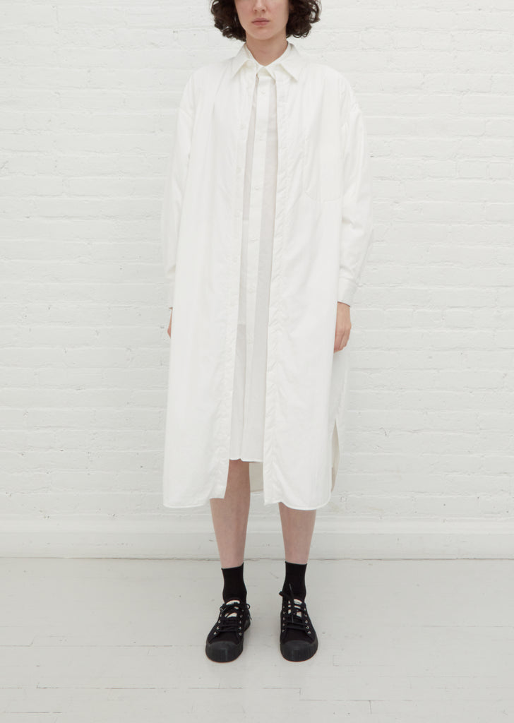 N-Fly Front Shirt Dress — White
