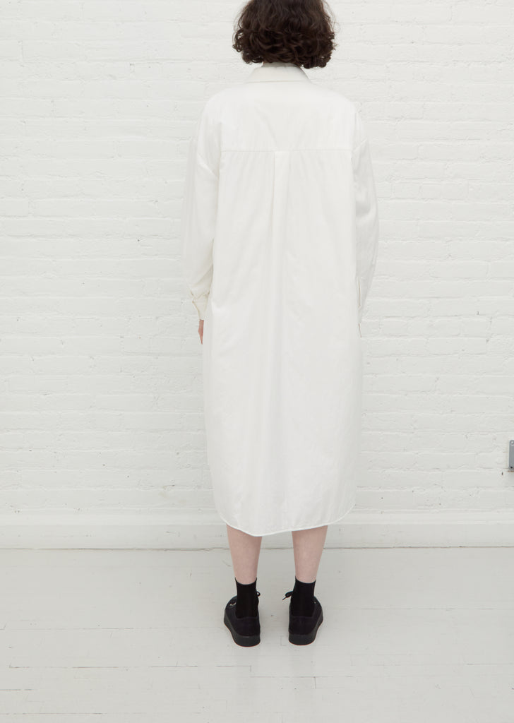 N-Fly Front Shirt Dress — White
