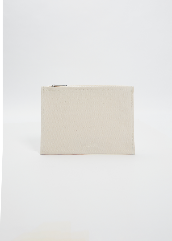 Washed Canvas Pouch L — White