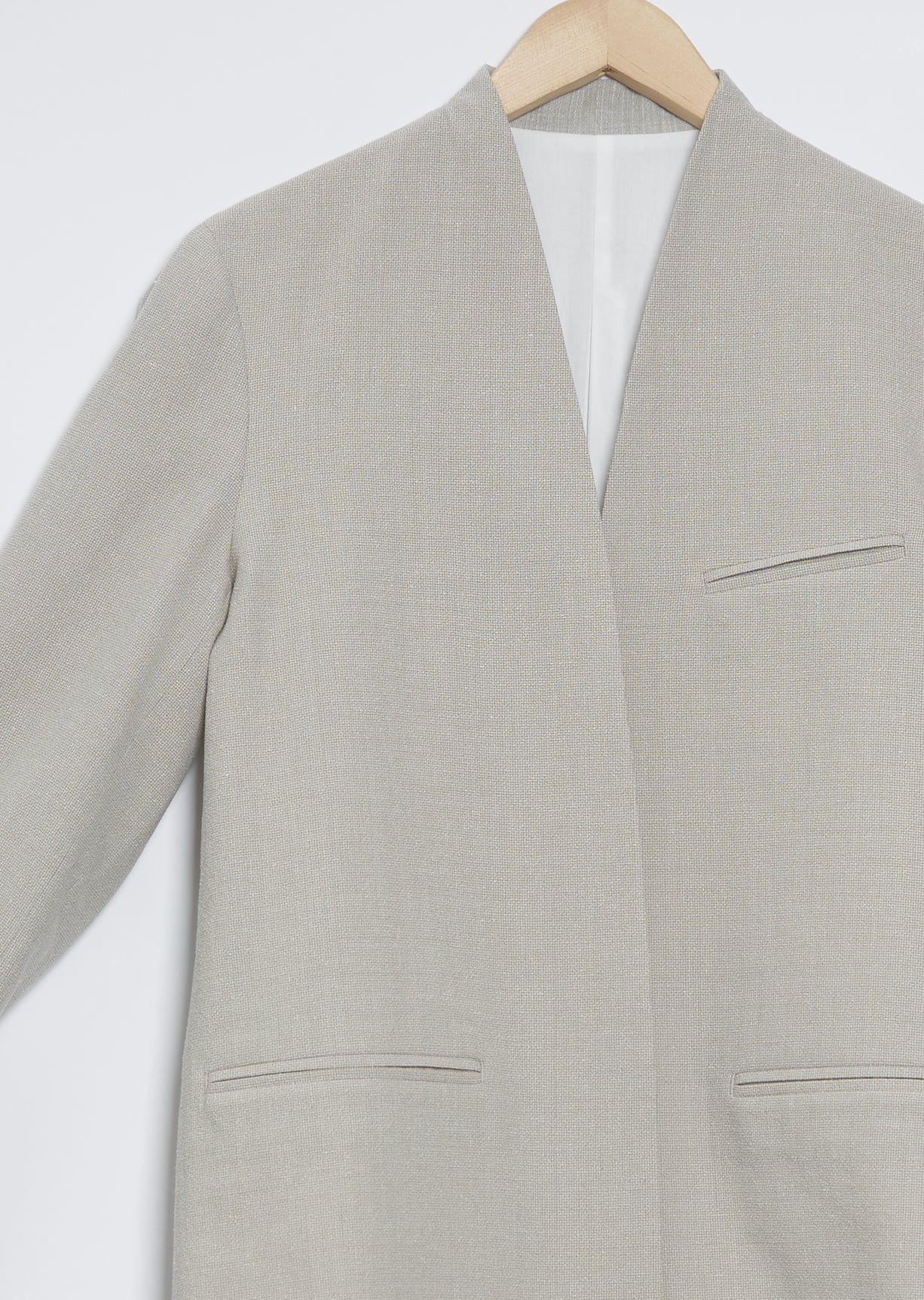 COS Collarless Wool Blazer in Gray for Men